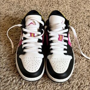 Jordan Womens’ Black, Pink, and White Sneakers